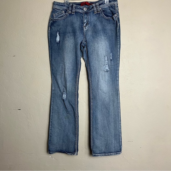 Zana Di Jeans Juniors Size 15/16 Distressed Blue Bootcut Low Rise Jeans - Picture 13 of 14